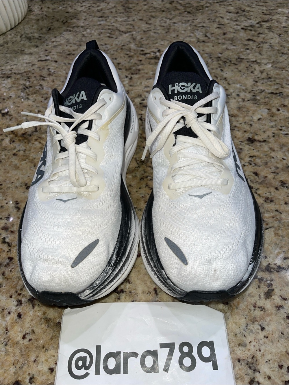 HOKA Bondi 8 Wide Men’s Running Shoes — White/Black